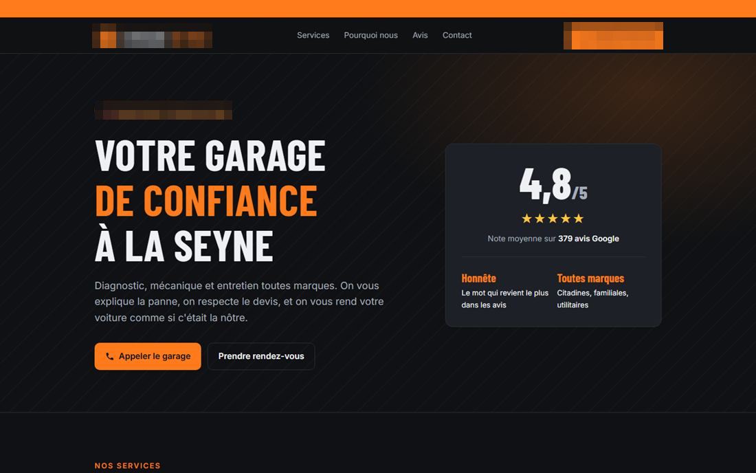 Maquette du site Garage L'Atelier de Fred